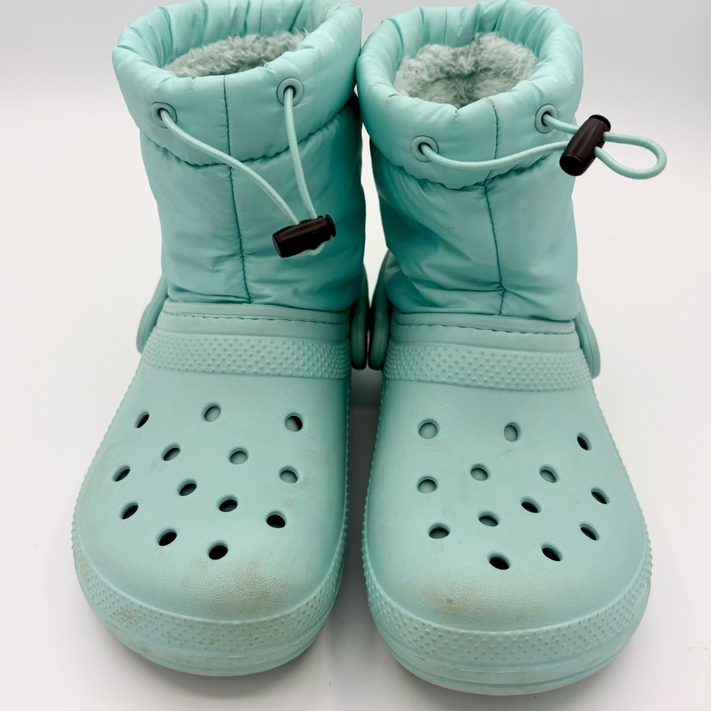 Crocs Classic Neo Puff Short Snow Boots Women’s Size 5 Pure Water Blue Fleece - Picture 6 of 7